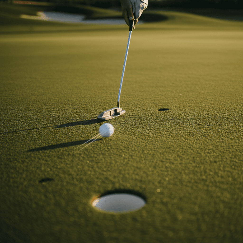 Close-up of putt on championship golf course green